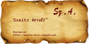 Szeitz Arnó névjegykártya